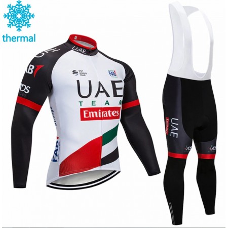Tenue Cycliste Manches Longues et Collant à Bretelles 2018 Team UAE Hiver Thermal Fleece N001